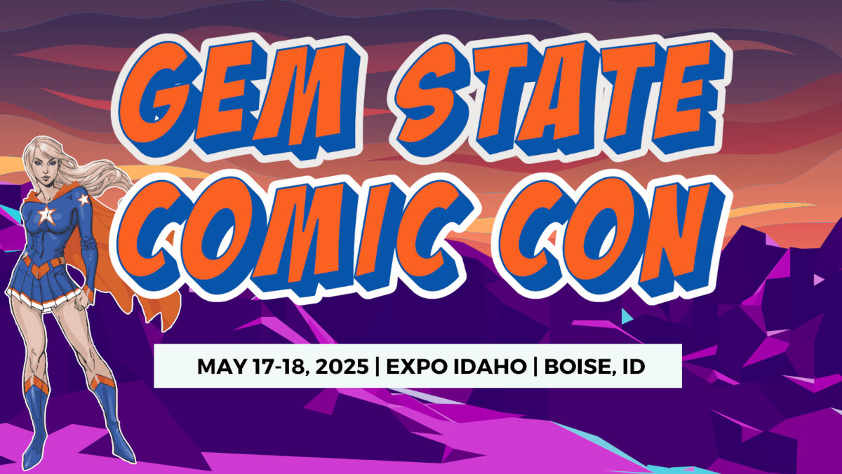 A poster for the Gem State Comic Con event May 17-18 2025 at Expo Idaho in Boise, Idaho.
